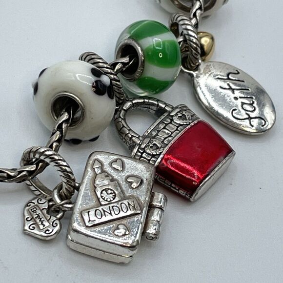 Brighton Snake Chain European Charms Bracelet Silver Tone Statement Chunky - Picture 4 of 7